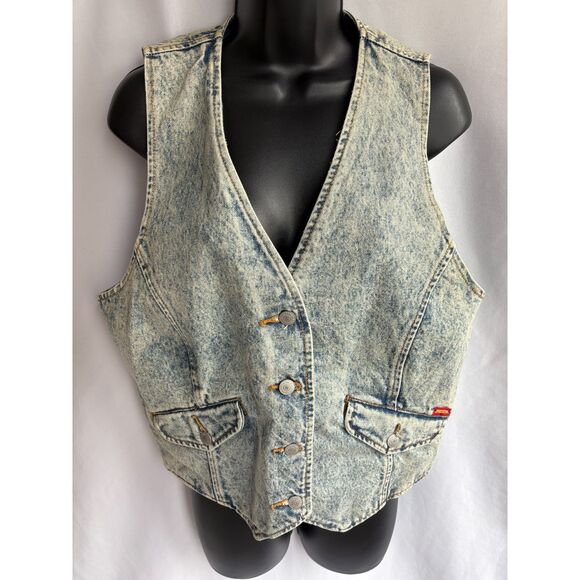 Jordache Tops - Vintage Jordache Denim Vest Light Acid Wash Size S Biker Retro Western Cotton